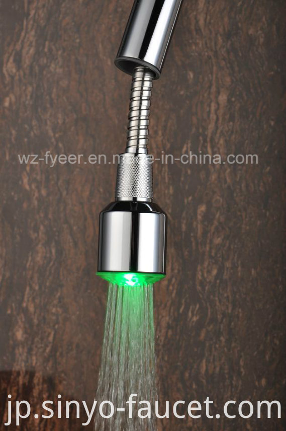 Pull-out Spray Self-Power 3 Color LED Kitchen Sink Faucet (QH0781-4F)